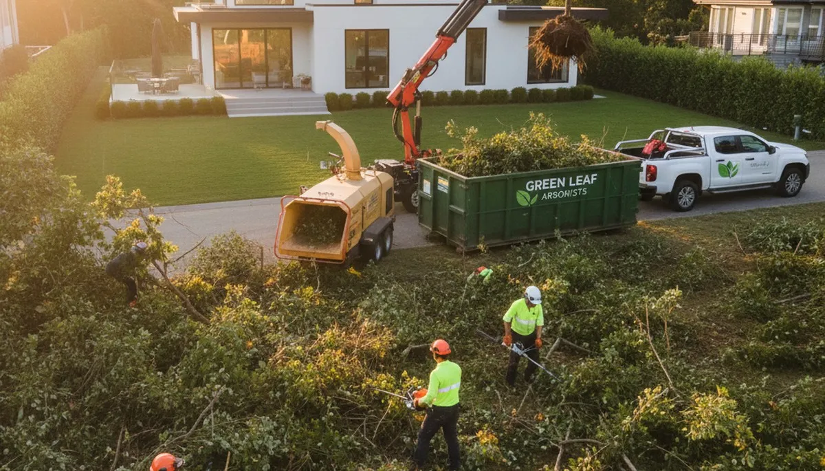 Professional shrub removal service clearing overgrown bushes in Bellevue, NE yard