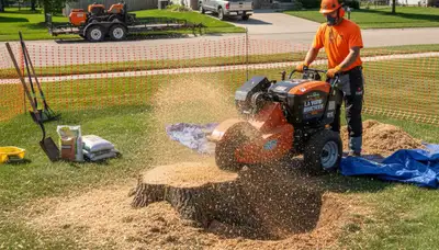 Professional stump grinding removing tree stumps in La Vista, NE by Bellevue tree removal experts
