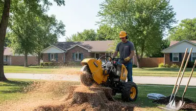 Professional stump grinding service removing tree stumps in Offutt A F B near Bellevue, NE