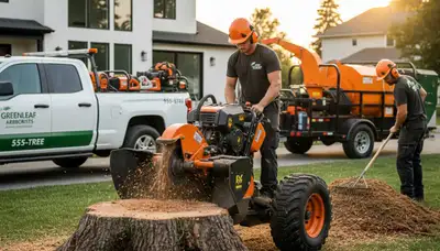 Professional stump removal service in Bellevue, NE clearing tree stumps from residential yards