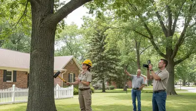 Certified arborist performing tree health assessment for homeowners in Offutt A F B, Bellevue, NE
