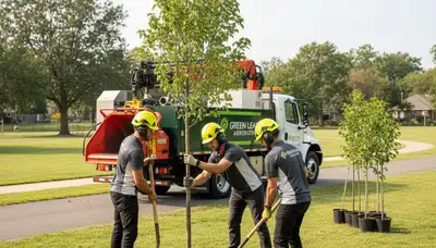 Arborist planting new tree in Bellevue, NE for Chop Chop Tree professional tree planting service