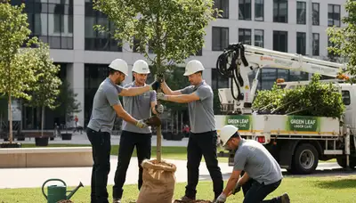 Arborist planting young tree in Bellevue, NE for Chop Chop Tree professional tree planting service