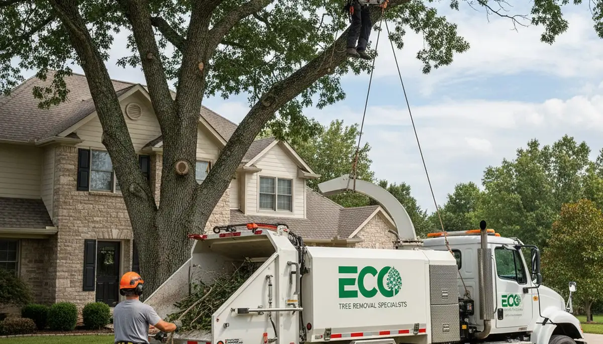 Professional tree removal service crew working safely in Bellevue, NE