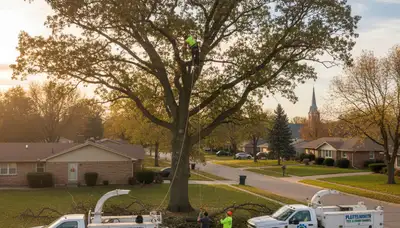 Professional tree removal service in Bellevue NE safely cutting and clearing large trees