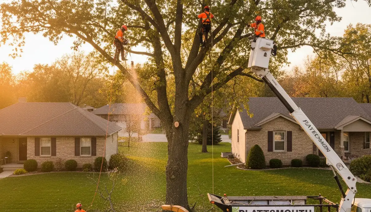 Professional tree removal service in Bellevue NE safely cutting and clearing large trees